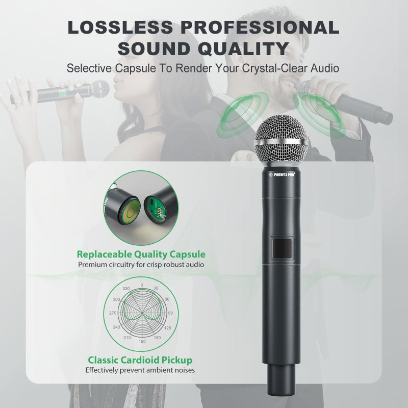 Phenyx Pro Professional Wireless Microphone, 541.9MHz UHF Dynamic Microphone, Metal Cordless Mic, Handheld Mic Transmitter for PTU-5000/PTU-4000 Series (PWH-5-541.9) - Image 3
